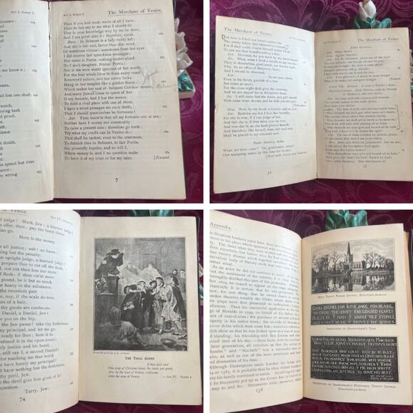 1917/19 Lot of 2 Shakespeare Antique Books, Merchant of Venice & Julius Caesar - Picture 8 of 10